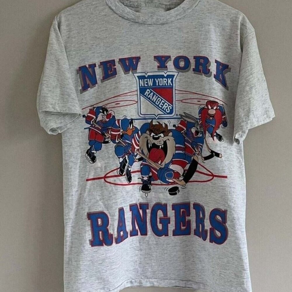 Vintage New York Rangers Looney Tunes ash grey shirt tee N678